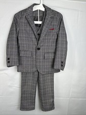 FengChengJize Boys Sz 8-10yrs 3-piece Gray Glen Plaid/Houndstooth Dress Suit