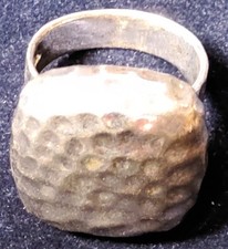 Vtg Heavy Hammered Sterling Silver Square Ring Size 8