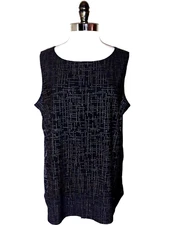 ANTTHONY ORIGINAL Plus Size 1X Tank Top Shirt Black Shimmery Gold Stretch