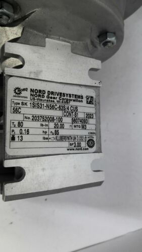 Nord SK63S/4CUS56C AC Gear Motor 20:1 Ratio .16 HP 230/460 Volts - Picture 3 of 9