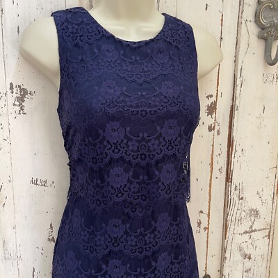 Jessica Simpson Size 2 Woman's Navy Blue Lace Sleeveless Career Occasion Dress Jessica Simpson Size 2 Woman's Navy Blue Lace Sleeveless Career Occasion Dress