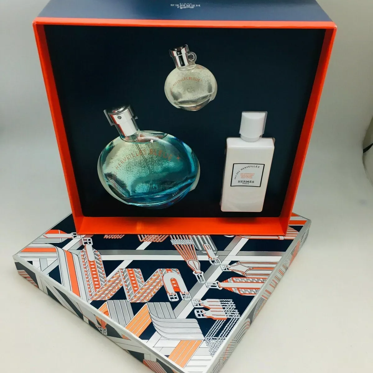 HERMES Eau des Merveilles BLEUE - Eau de toilette 3 PC Set - New in Box |  eBay