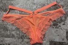 NWT VICTORIA'S SECRET M SATIN SMOOTH STRAPPY LACE MESH RING RARE CHEEKY PANTIES