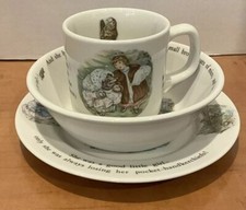 Wedgwood Mrs Tiggy Winkle Beatrix Potter China Set - Cup, Bowl  Snack Plate