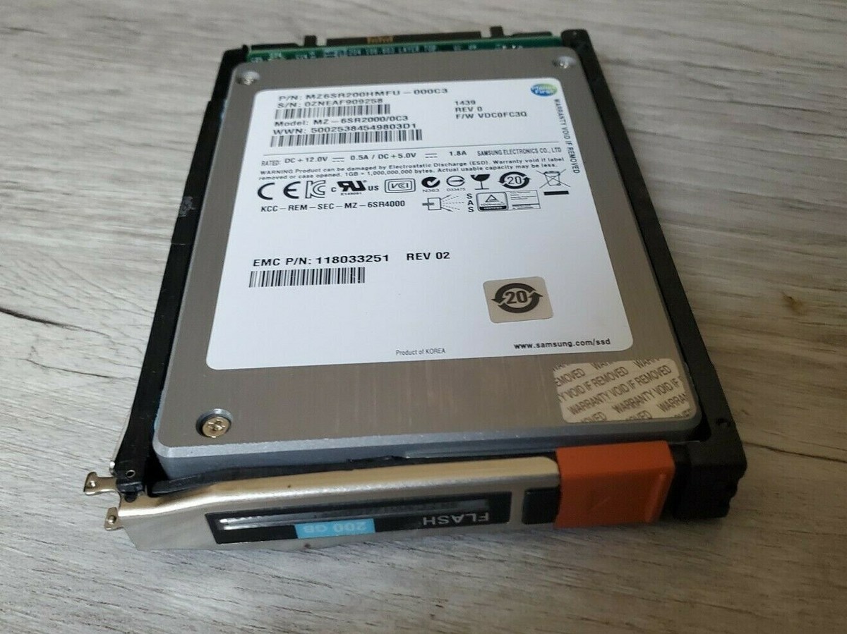 Samsung 200GB SSD SAS EMC MZ-6SR2000/0C3 118033251 MZ6SR200HMFU-000C3