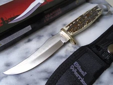 Steel Warrior Hunter Bowie Fixed Blade Knife Full Tang 440 Delrin Stag SW602SBR