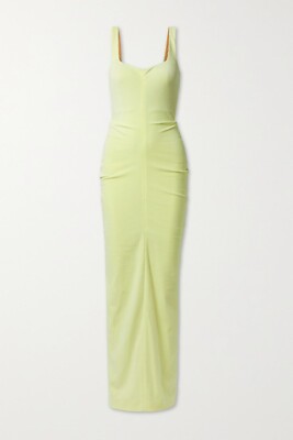 alexander wang long dress alexander wang ruched cotton- velour maxi dress in tender yellow