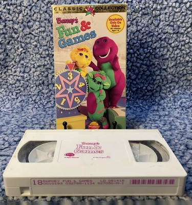 Barney's Fun and Games VHS 1996 Only on Video Preschool Kids Sing Along