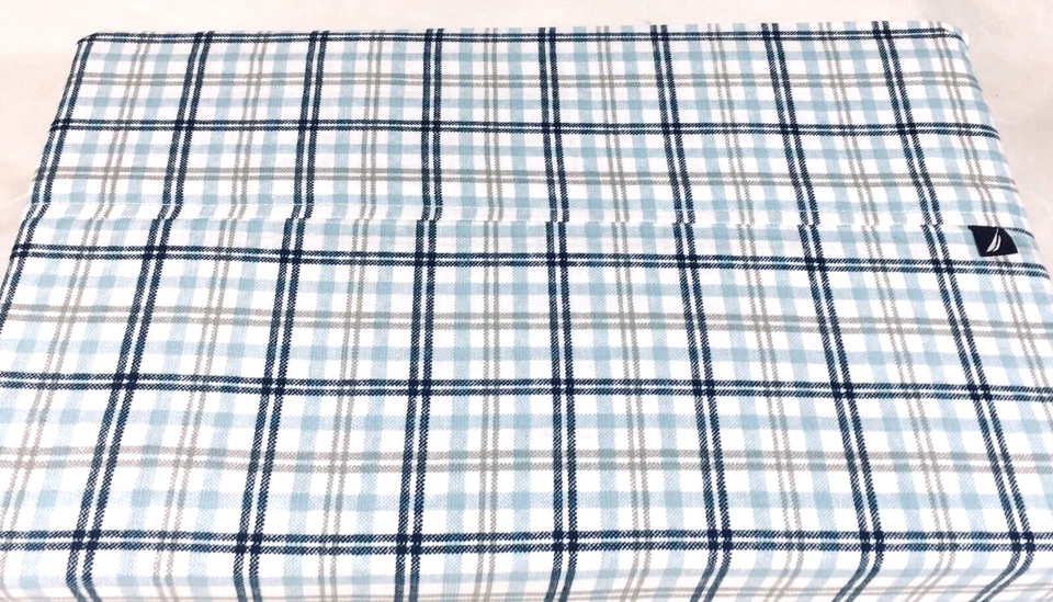 Juego de Sábanas Completo 4P Nautica Fresco Crujiente PERCAL Largo Grapa Algodón Azul Cuadros Jorge Foto 2 de 4