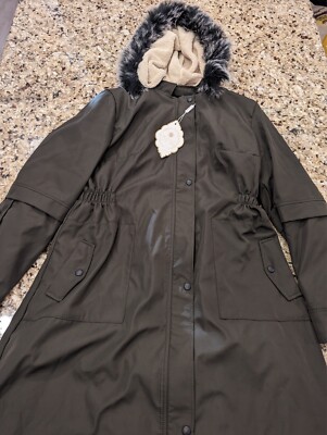 Elite Defile Women's Trench Coat Beautiful Elegant Made In Turkey Olive Green ML