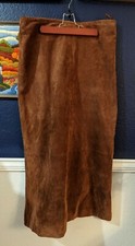 VTG Wilsons Leather Pelle Studio Long Brown 100 Suede Genuine Skirt Sz 12 Large
