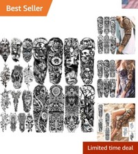 Waterproof Temporary Tattoos - 21 Sheets with 8 Men  s Arm Sleeves  13 Designs