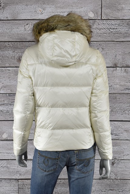 Women's Polo Ralph Lauren White Fur Down Puffer Jacket XS New | eBay