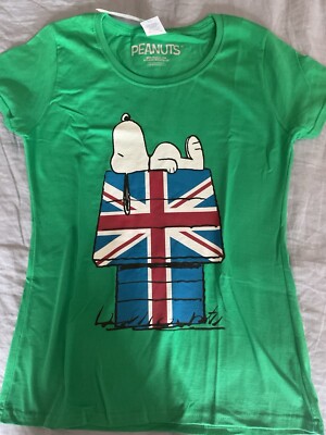  All+Every Kelly Peanuts Union Jack Hut Snoopy Damen T-Shirt, Gr. M 