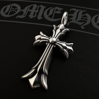 Authentic Chrome Hearts Small Double Cross Charm + CH Pouch and