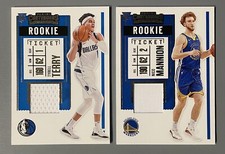 2- 2020-21 Panini Contenders Nico Mannion, Tyrell Terry Rookie Swatches RC Relic