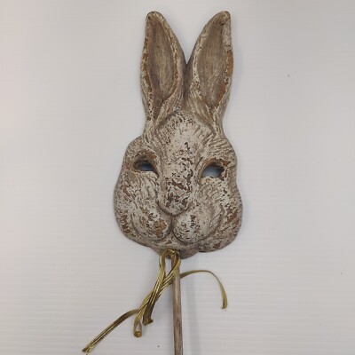 Mid Cent Modern Venetian Carnival Rabbit Mask w/Recycled Wood Fibers Made in USA