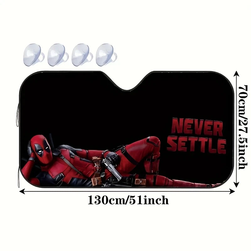 Marvel Deadpool Easy-Install Suction Cup Car Windshieldb Car Sunshade
