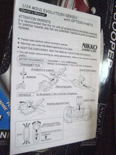 NIKKO MINI COOPER EVOLUTION SERIES RADIO CONTROL CAR NEW OPEN BOX 1:24 RED OPEN - Picture 9 of 9