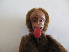 Schuco Affe BLECKY streckt die Zunge raus - Kopf drehbar 8,5cm Mohair / metal