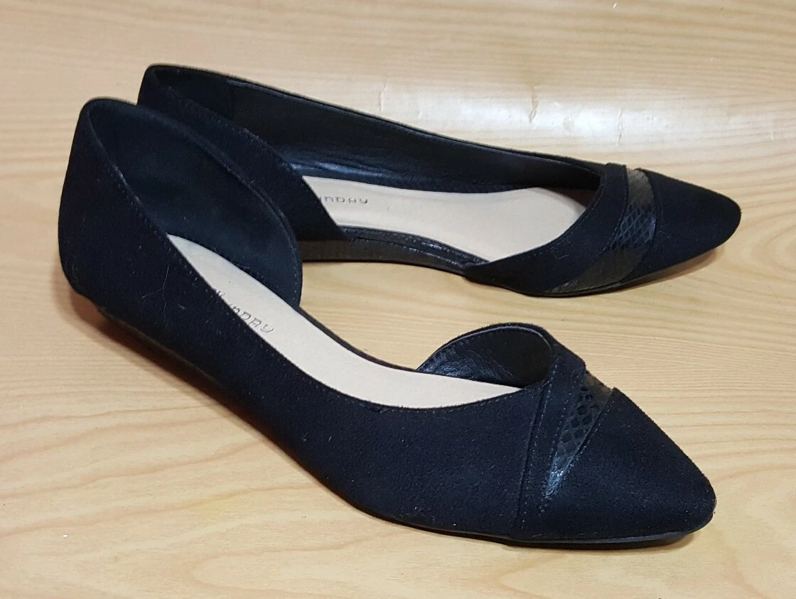 Chinese Laundry Black Slip On Flats Womens Pointed Toe Shoes 10 M