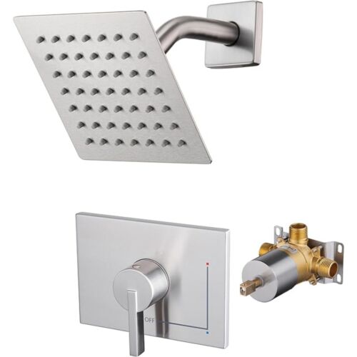 Shower Faucet Set with 6-Inch Rain Shower Head,Shower Kit, Brushed Nickel New