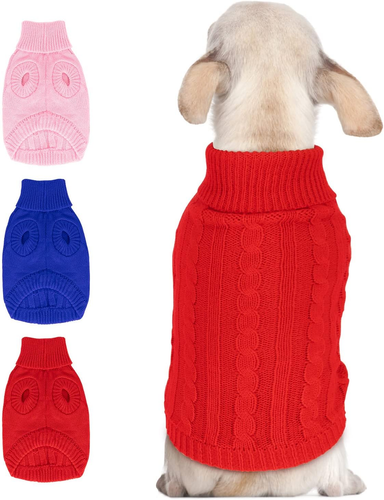 Medium Small Dog Sweater, Classic Knitted Dog Jumper Pet Cat Warm Sweatshirt Tur - Picture 2 of 12