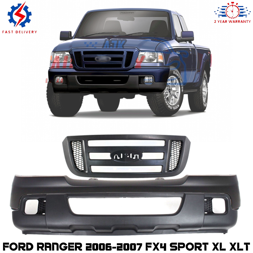 Front Bumper Cover Paintable & Grille Assembly Kit For 2006-2007 Ford Ranger