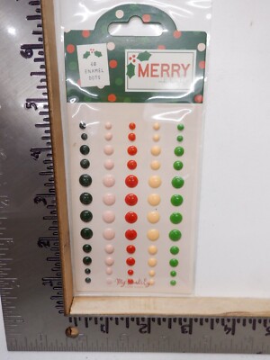 MY MIND'S EYE MERRY & BRIGHT CHRISTMAS 60 ENAMEL DOTS EMBELLISHMENT NEW A30676