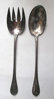 Christofle Serving Fork & Spoon Set 11" / 28cm MARLY Silverplate Stainless - Bild 1 von 4