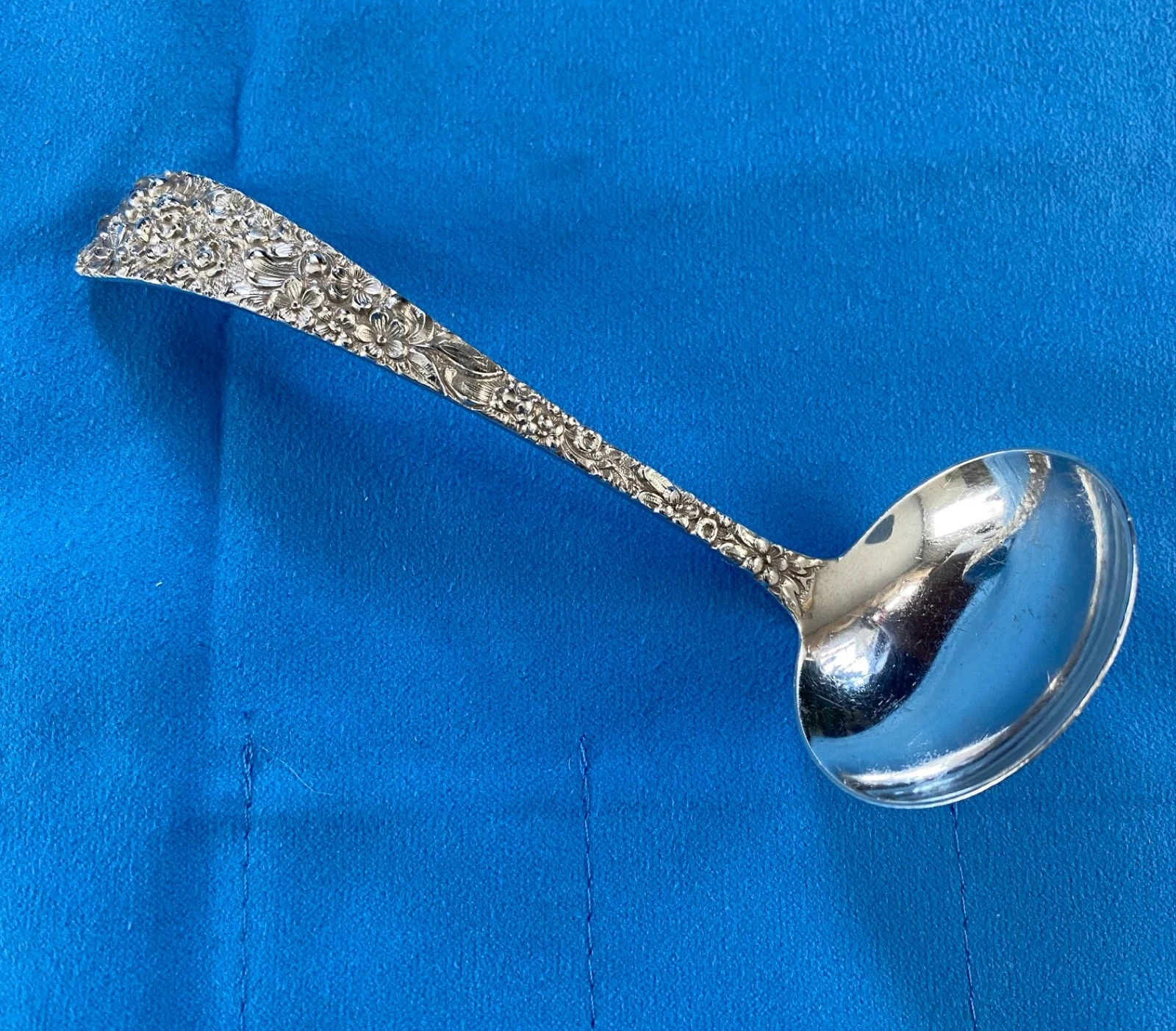 Vintage Stieff Repousse Sterling Silver Sauce/Cream Ladle 4.75"
Opens in a new window or tab
