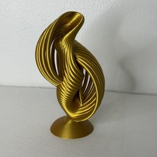 Moderna Escultura Abstracta de Plástico Dorado Onda Espiral Arte Escritorio Decoración del Hogar 6.5"