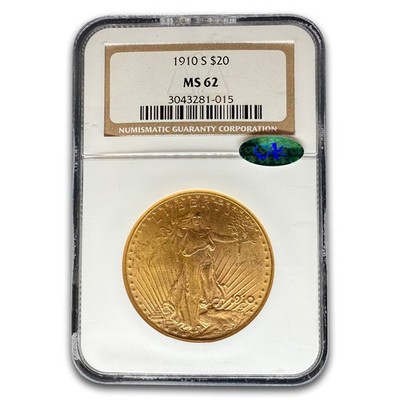 1910-S $20 St Gaudens Gold Double Eagle MS-62 NGC CAC | eBay