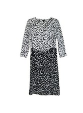 TALBOTS Dress Womens 3/4 Sleeve Black White Floral Print Knee length Size L
