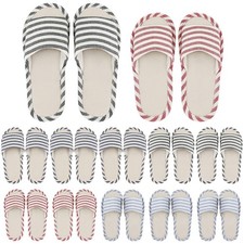Suhine 12 Pairs Open Toe Spa Guest Slippers Non-Slip Indoor Cotton Linen