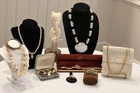 Beautiful Antique Vintage Costume Jewelry Lot Shells Purse
