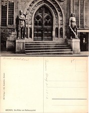 Bremen Germany Postcard Die Ritter am Rathausportal 1923 Handwritten Vintage