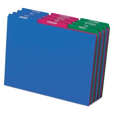 Pendaflex 40144 Top Tab File Guides, Monthly/Jan-Dec, 1/3 Letter, Multicolor