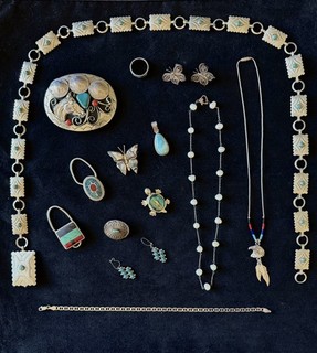 Vtg Lot Of Some Sterling Silver 925 Native American Mexico Alpaca Jewelry