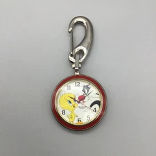 Vtg Armitron Tweety Bird Sylvester Carabiner Clip Watch 46mm Warner Bros 1996