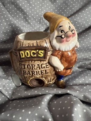 Vintage Walt Disney Productions Doc's Storage Barrel Pencil Cup w Sharpener