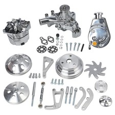 Aluminum V Belt Pulley Kit Billet Finish Compatible With Sbc Chevy 383