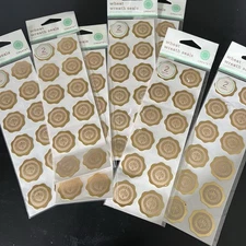 NEW Martha Stewart Gold Wheat Wreath Envelope Seals foil Stickers Lot Christmas