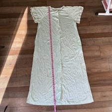 VTG Katz Nylon Nightgown Sz L Mint Green Lace Button Front USA Style 746V 42123