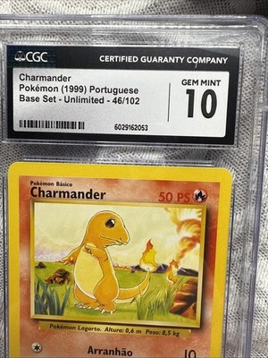 1999 Pokemon Base Set Charmander 46/102 CGC 10 Portuguese | eBay