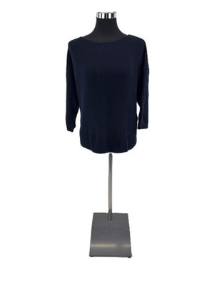 Comma Damen Pullover Gr. 38 Dunkelblau Strickpullover Loose Fit 3/4 Ärmel