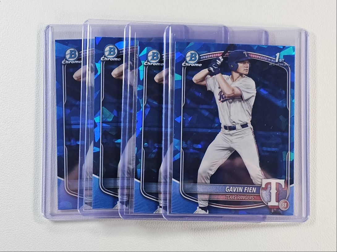 [4] GAVIN FIEN 2025 BOWMAN CHROME DRAFT 1ST SAPPHIRE RANGERS Q6642