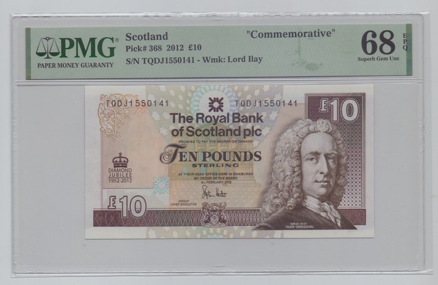 Scotland, 2012, 10 Pounds – PMG 68 (P-368)
