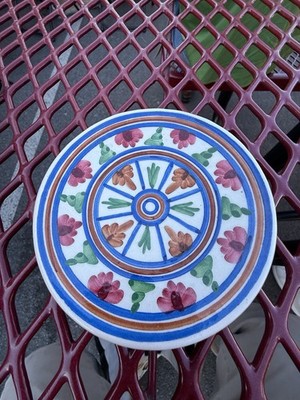 Mallorca Spain pottery plate hand painted floral small Mediterranean