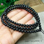 Certified Black Green Burma100%Natural A Jadeite Jade beads Necklace墨翠项链24.5inch